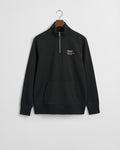 BLACK, SMALL GRAPHIC HALF ZIP SWEAT BY GANT AU.