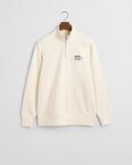 CREAM, SMALL GRAPHIC HALF ZIP SWEAT BY GANT AU.