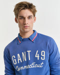 RICH BLUE, GRAPHIC SWEAT C-NECK, CLOSE-UP BY GANT AU.
