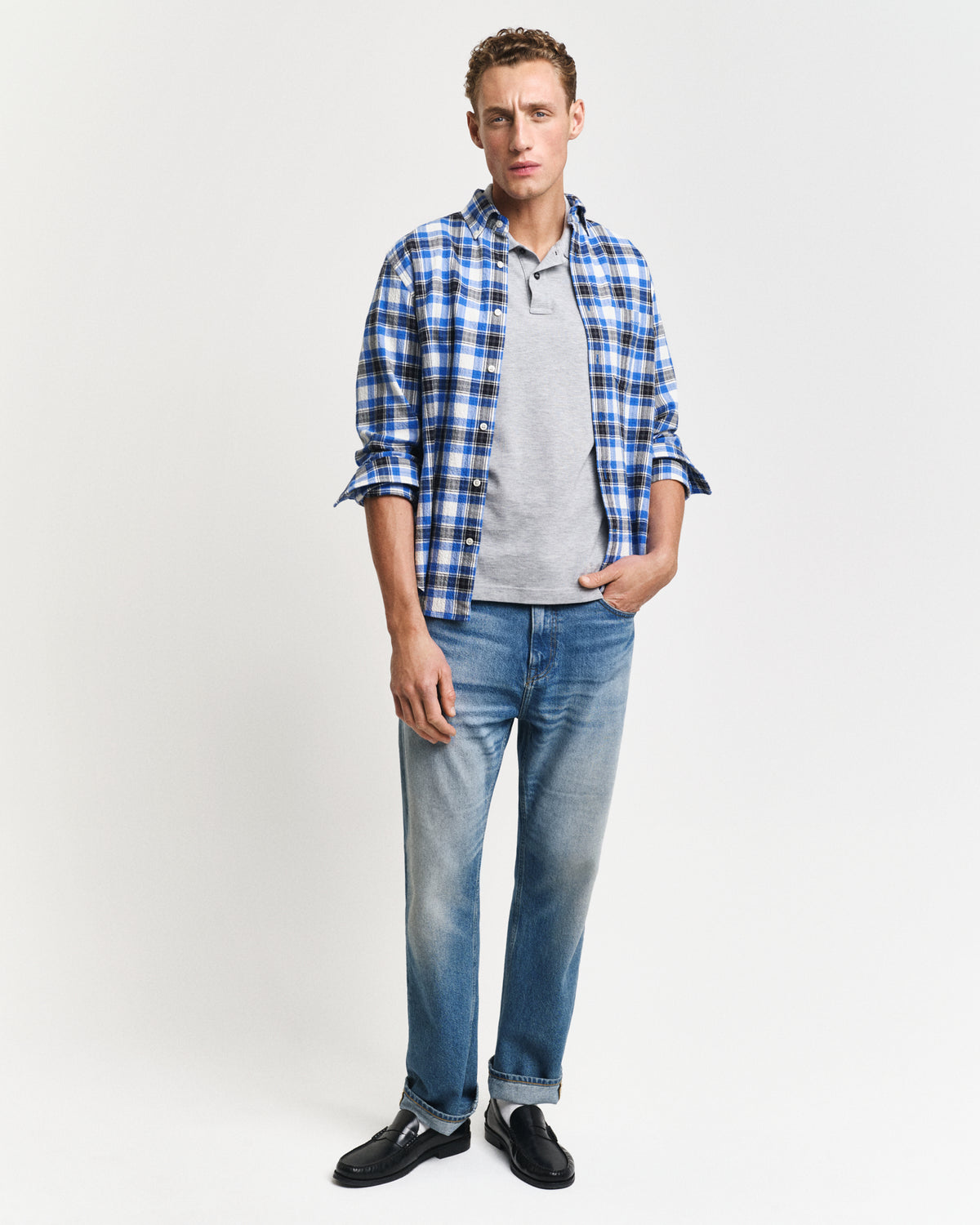 GREY MELANGE, REG SHIELD SS PIQUE POLO BY GANT AU.