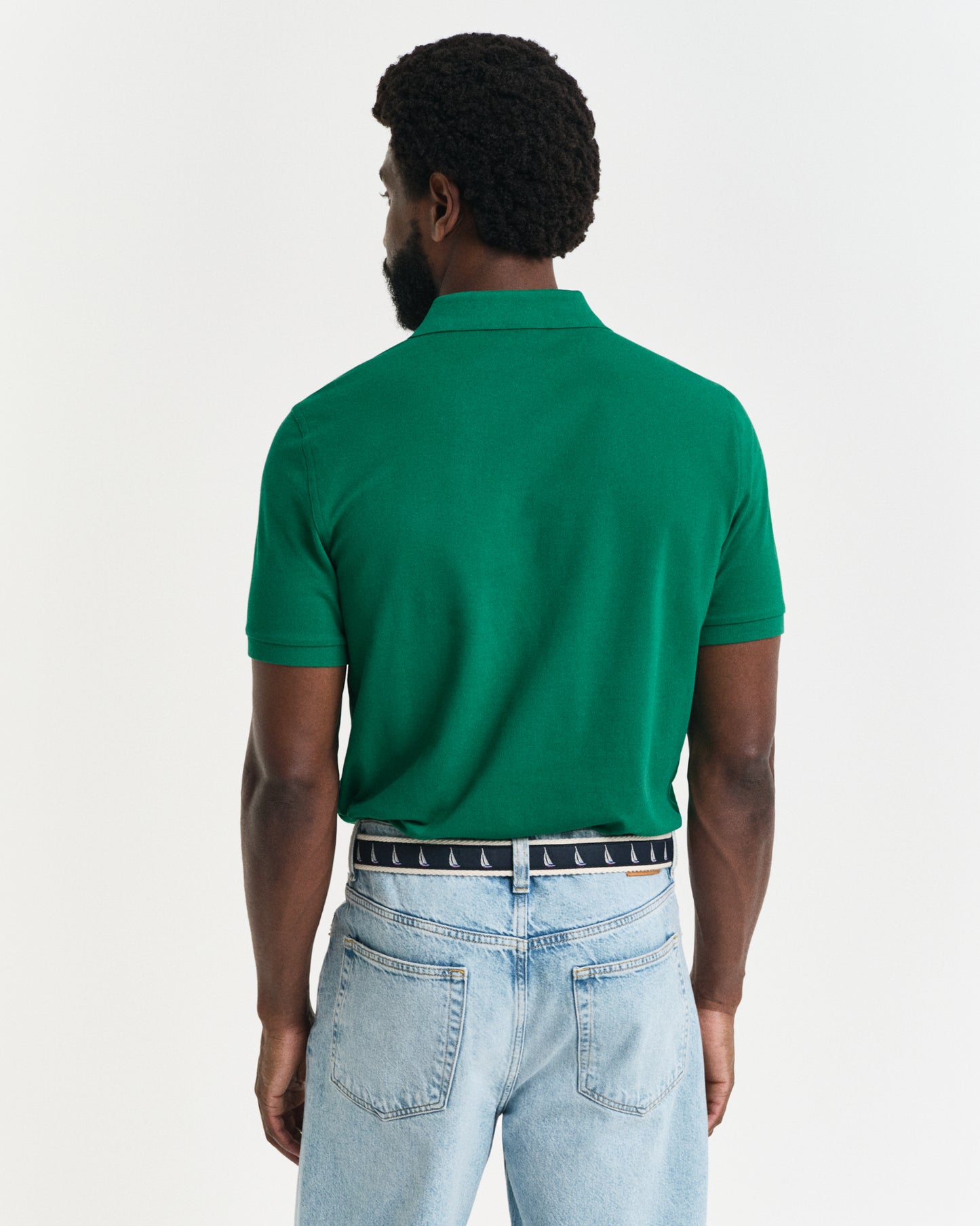 DEEP GREEN, REG SHIELD SS PIQUE POLO, BACK-VIEW BY GANT AU.
