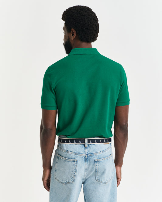 DEEP GREEN, REG SHIELD SS PIQUE POLO, BACK-VIEW BY GANT AU.