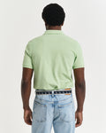 APPLE GREEN, REG SHIELD SS PIQUE POLO, BACK-VIEW BY GANT AU.