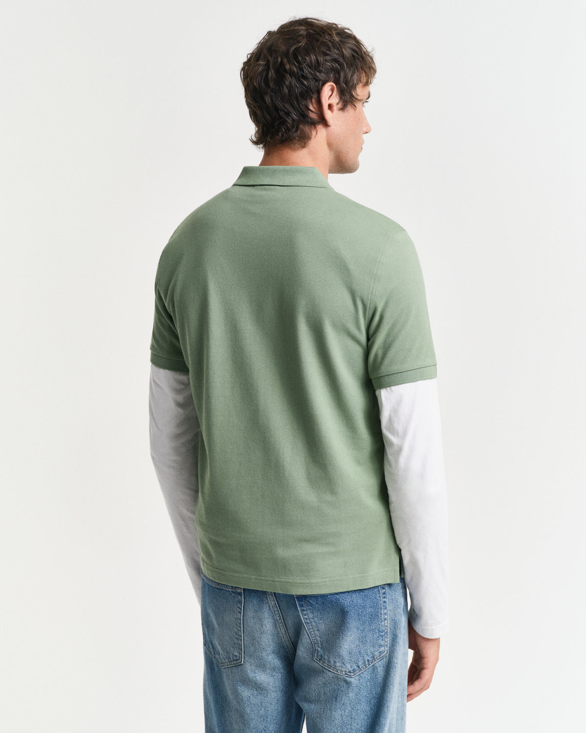 KALAMATA GREEN, REG SHIELD SS PIQUE POLO, BACK-VIEW BY GANT AU.