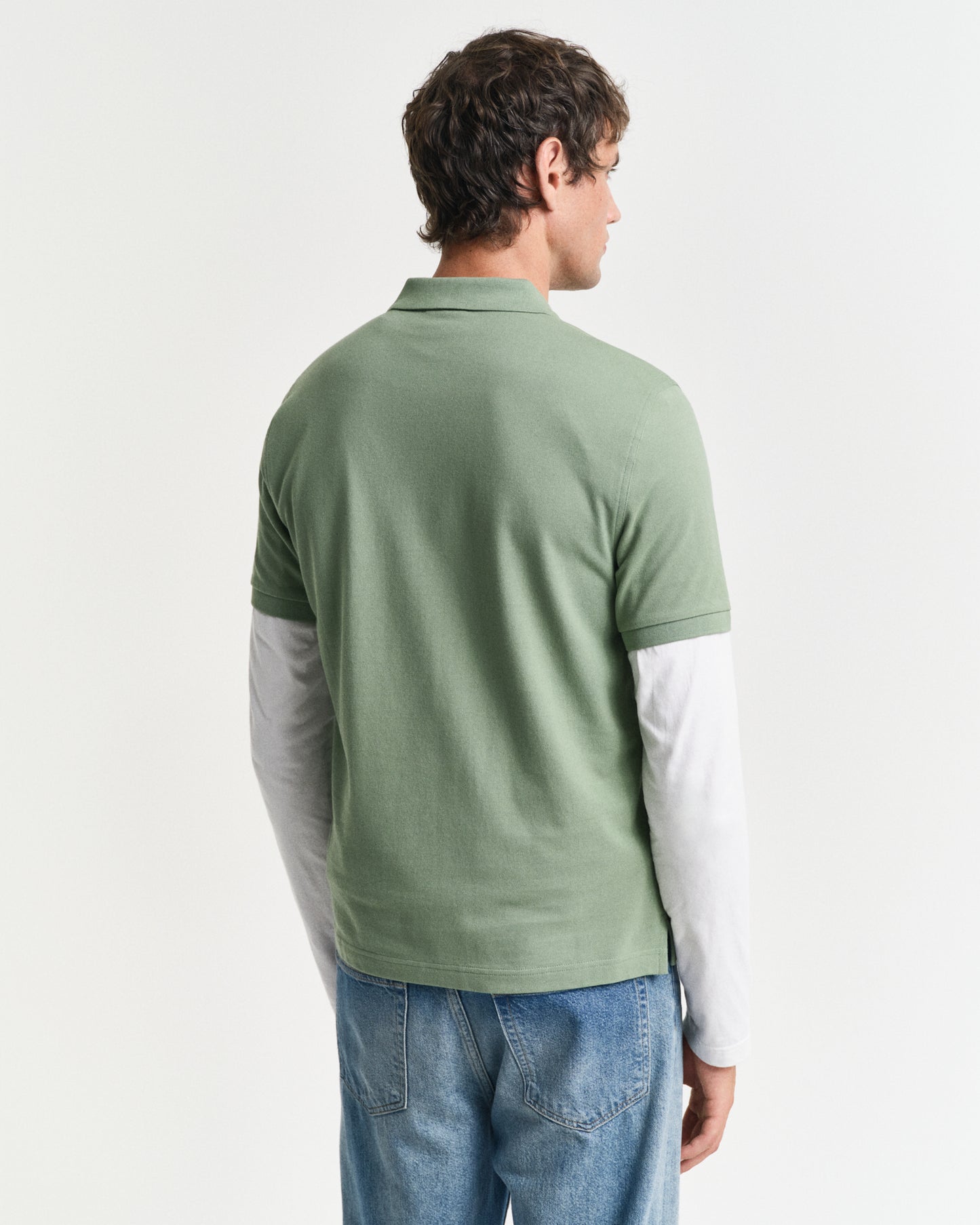 KALAMATA GREEN, REG SHIELD SS PIQUE POLO, BACK-VIEW BY GANT AU.