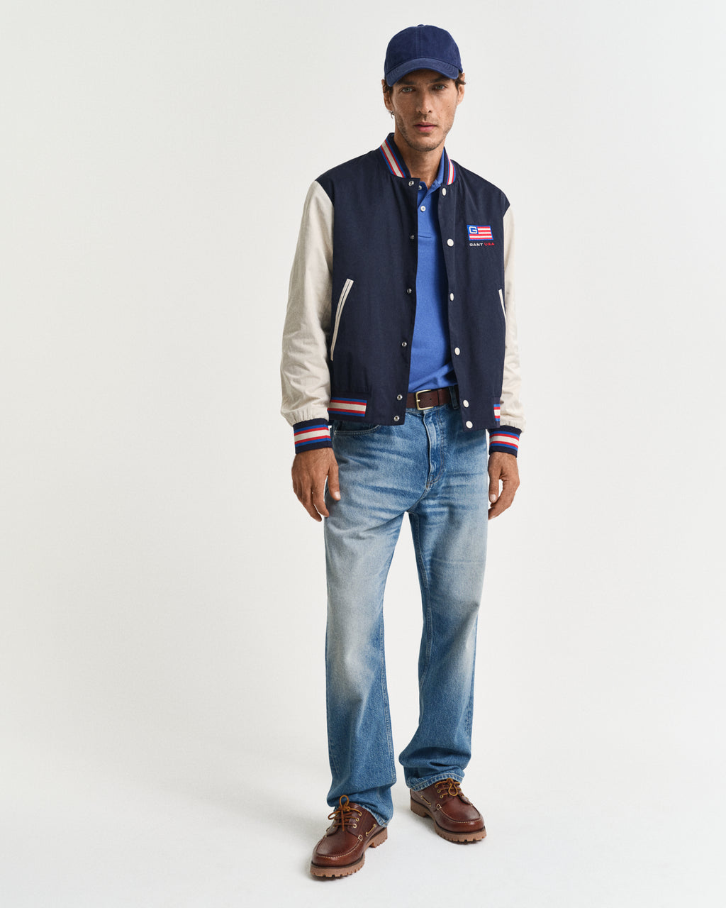 RICH BLUE, REG SHIELD SS PIQUE POLO BY GANT AU.