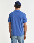 RICH BLUE, REG SHIELD SS PIQUE POLO, BACK-VIEW BY GANT AU.