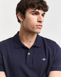 EVENING BLUE, REG SHIELD SS PIQUE POLO, CLOSE-UP BY GANT AU.