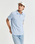 FRESH BLUE, REG SHIELD SS PIQUE POLO, FRONT-VIEW BY GANT AU.