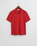 RUBY RED, REG SHIELD SS PIQUE POLO, FLAT-LAY BY GANT AU.