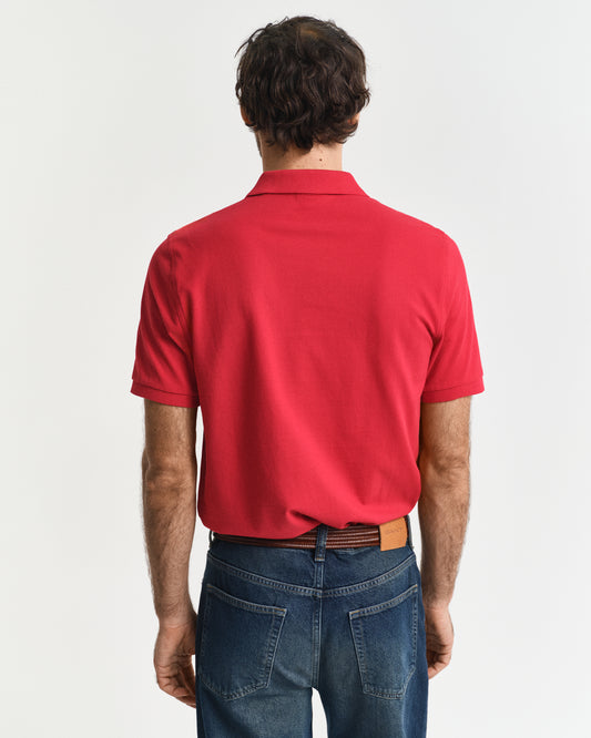RUBY RED, REG SHIELD SS PIQUE POLO, BACK-VIEW BY GANT AU.