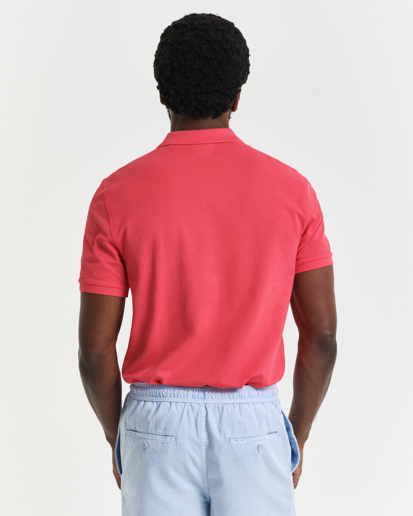 WATERMELON RED, REG SHIELD SS PIQUE POLO, BACK-VIEW BY GANT AU.