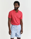 WATERMELON RED, REG SHIELD SS PIQUE POLO, FRONT-VIEW BY GANT AU.
