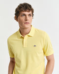 BANANA YELLOW, REG SHIELD SS PIQUE POLO, CLOSE-UP BY GANT AU.