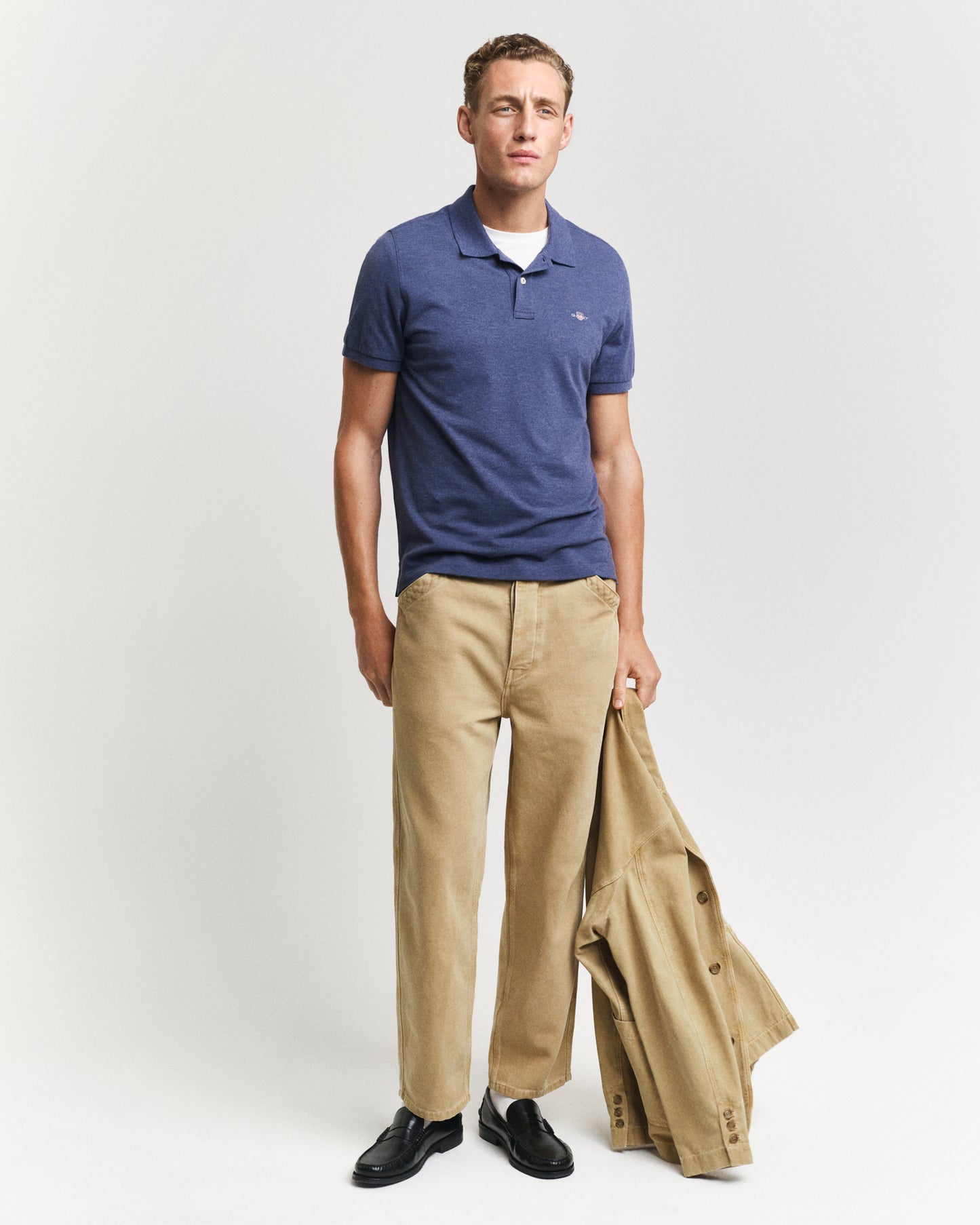 DK JEANSBLUE MELANGE, REG SHIELD SS PIQUE POLO BY GANT AU.