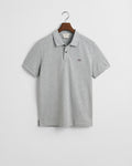 GREY MELANGE, SLIM SHIELD SS PIQUE POLO, FLAT-LAY BY GANT AU.