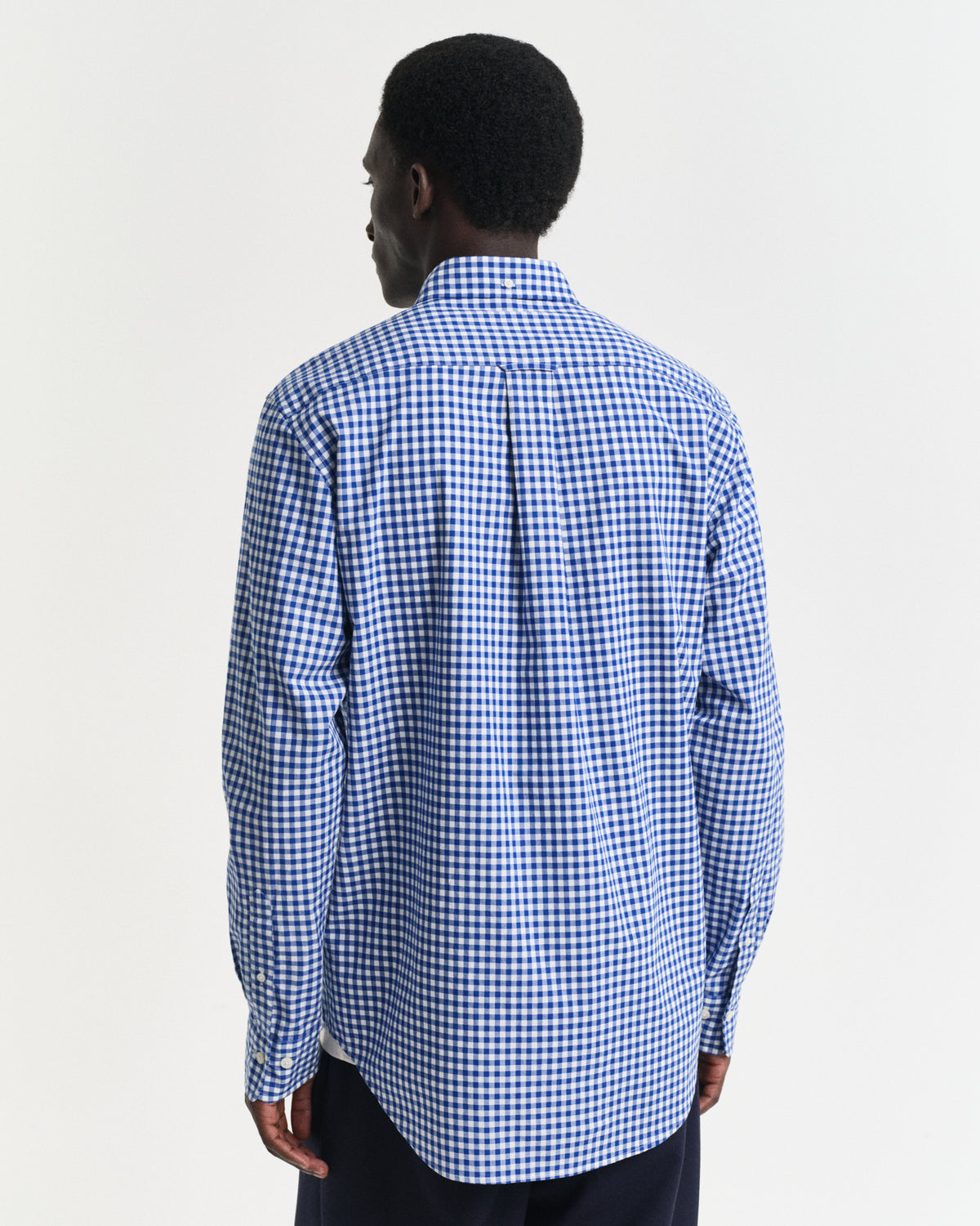 COLLEGE BLUE, REG CLASSIC POPLIN GINGHAM SHIRT, BACK-VIEW BY GANT AU.