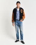 COLLEGE BLUE, REG CLASSIC POPLIN STRIPE SHIRT BY GANT AU.