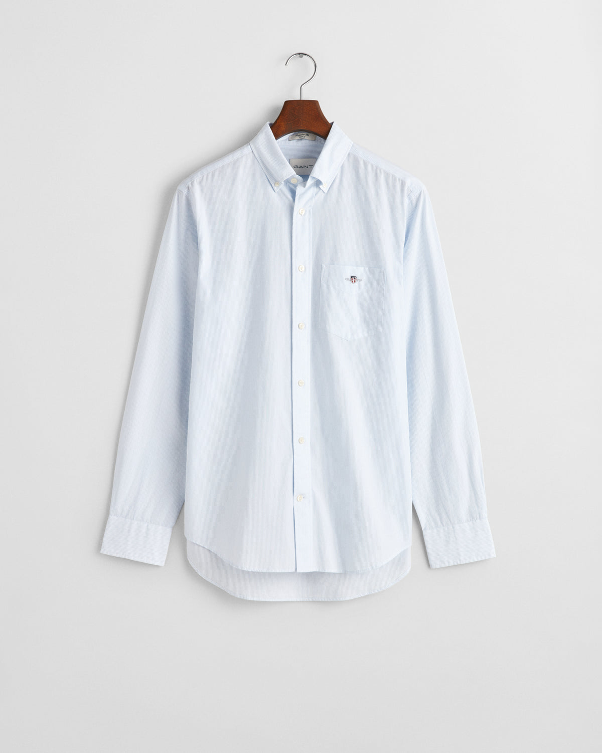 LIGHT BLUE, REG CLASSIC POPLIN BANKER SHIRT, FLAT-LAY BY GANT AU.
