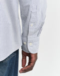 PERSIAN BLUE, REG CLASSIC OXFORD STRIPE SHIRT, CLOSE-UP BY GANT AU.