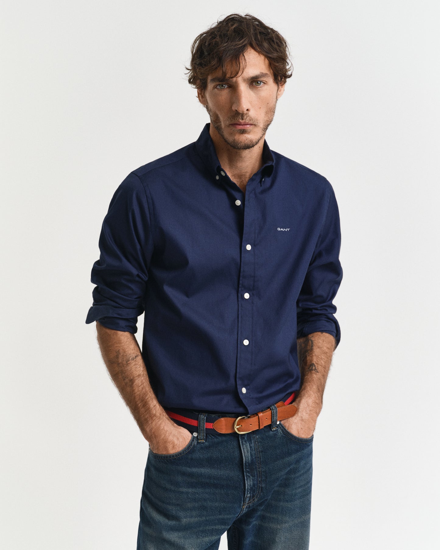 MARINE, REG PINPOINT OXFORD SHIRT, FRONT-VIEW BY GANT AU.