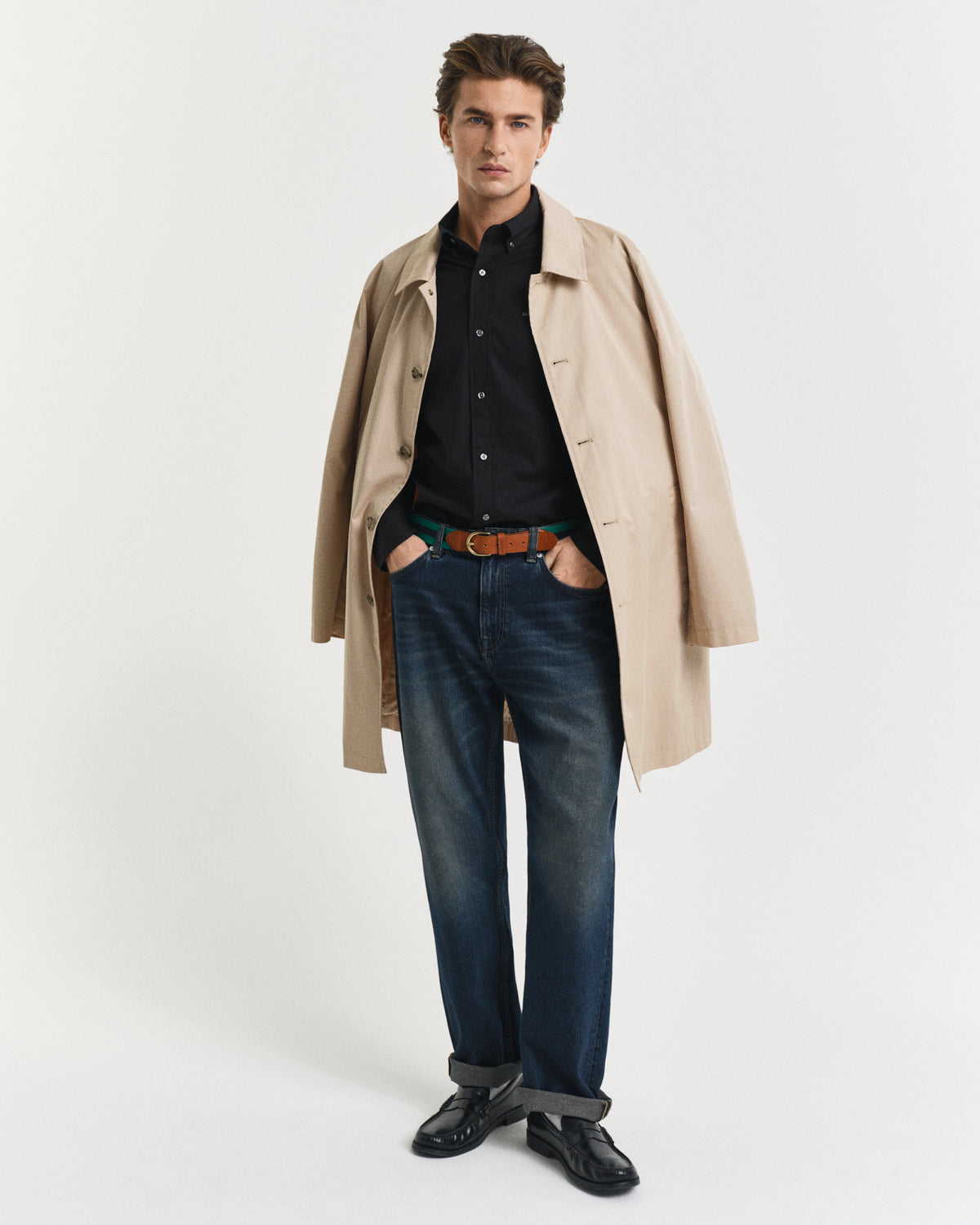 BLACK, SLIM PINPOINT OXFORD SHIRT BY GANT AU.