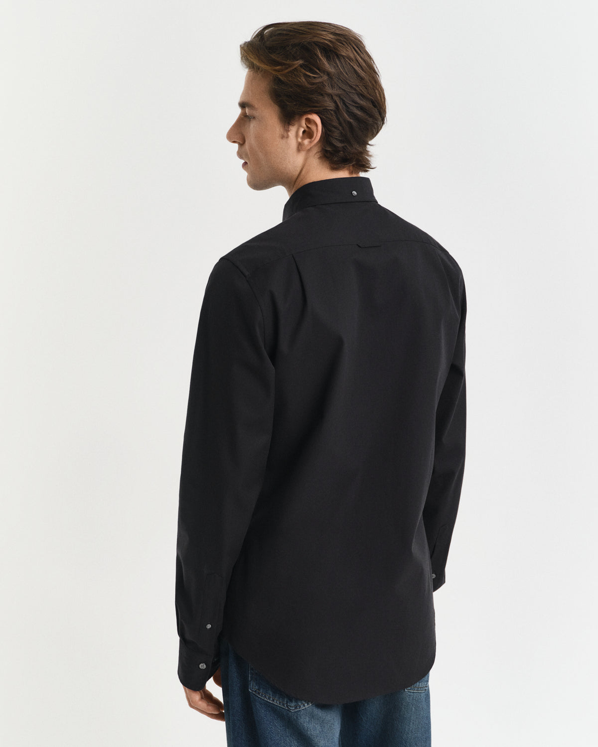 BLACK, SLIM PINPOINT OXFORD SHIRT, BACK-VIEW BY GANT AU.
