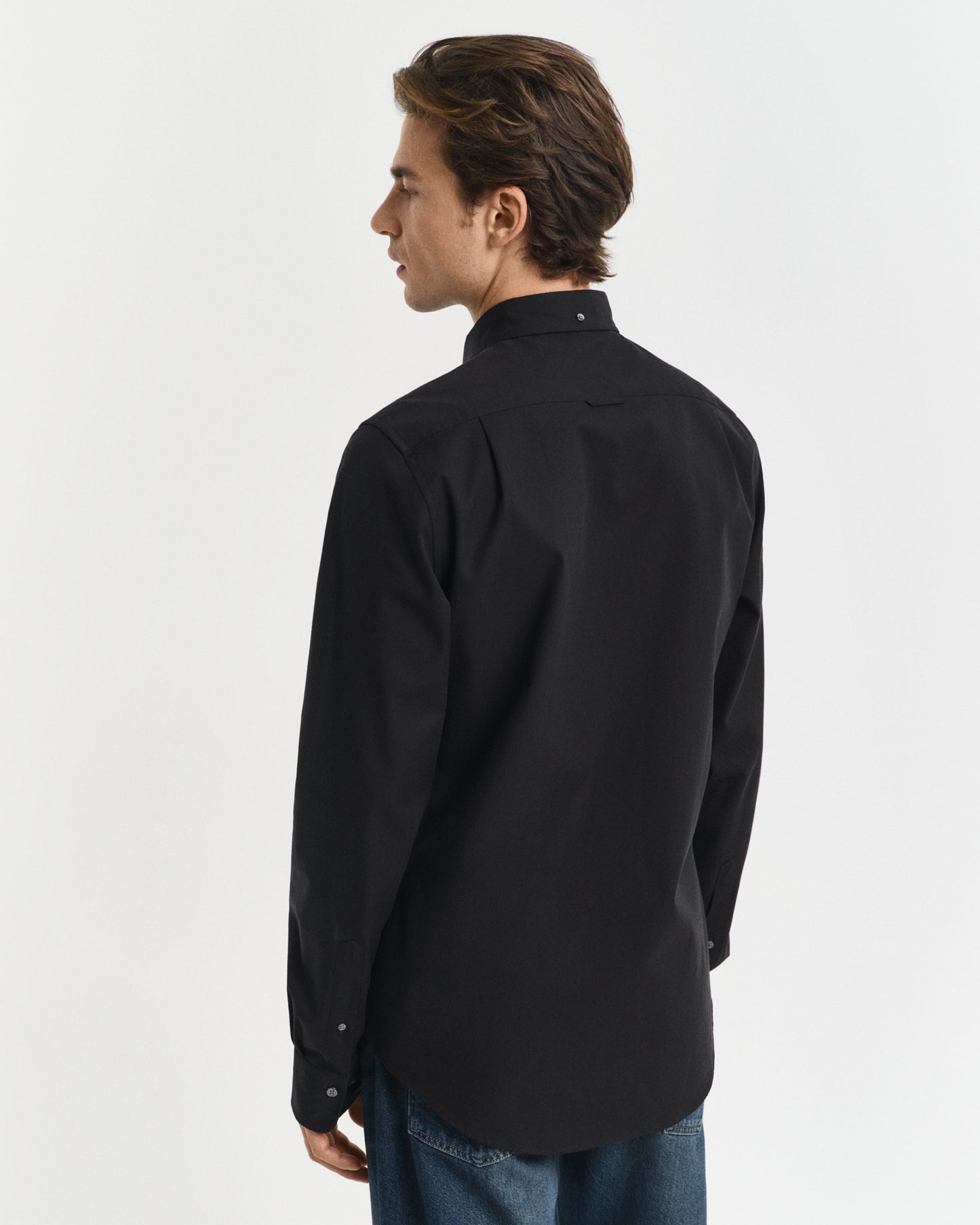 BLACK, SLIM PINPOINT OXFORD SHIRT, BACK-VIEW BY GANT AU.