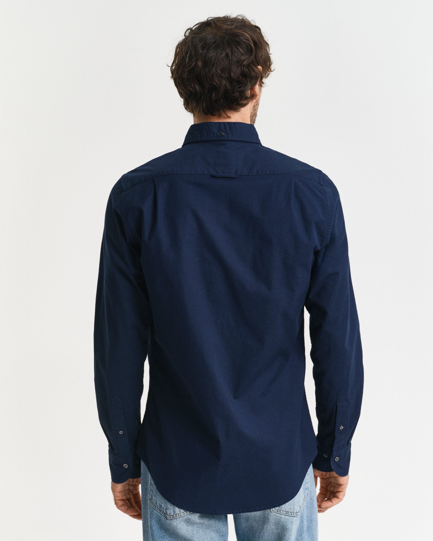 MARINE, SLIM STRETCH OXFORD SHIRT, BACK-VIEW BY GANT AU.