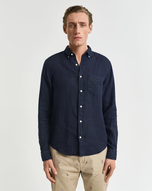 Regular Fit Garment-Dyed Linen Shirt