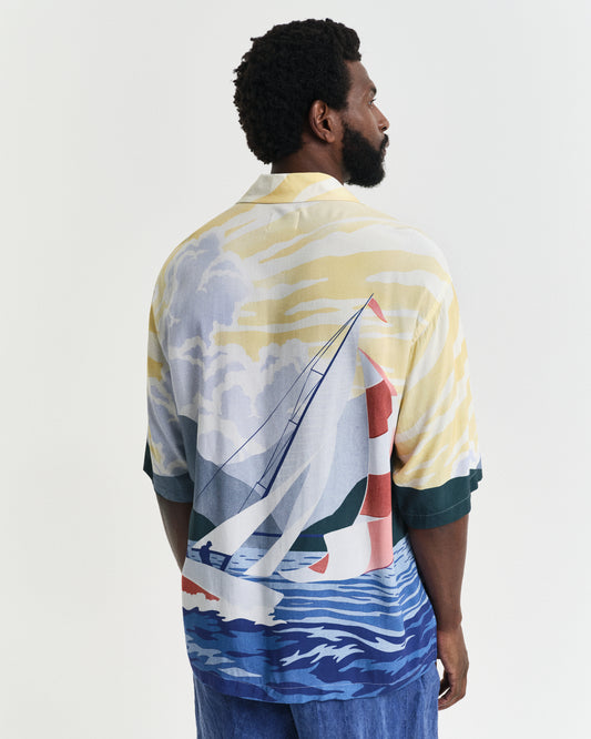 RUBY RED, REL SCENERY SAILING SHIRT, BACK-VIEW BY GANT AU.