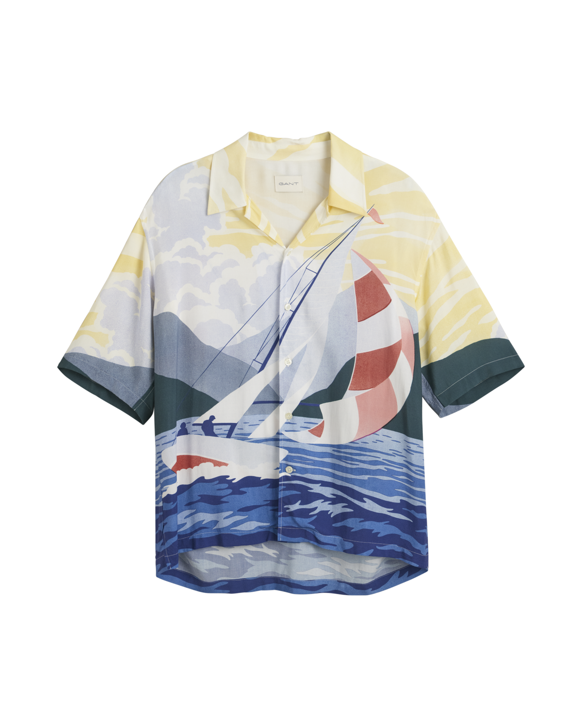 Relaxed Fit Sailing Scene Short Sleeve Shirt