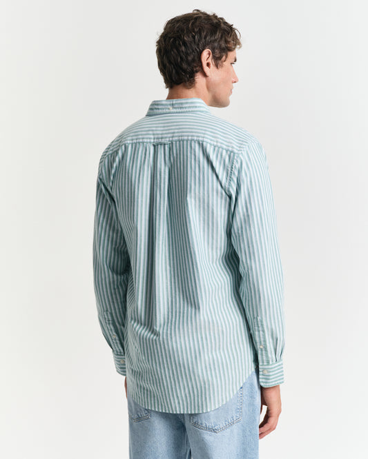 DEEP GREEN, REG CLASSIC OXFORD STRIPE SHIRT, BACK-VIEW BY GANT AU.