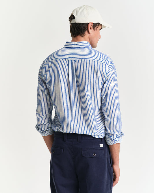 RICH BLUE, REG TEXTURE STRIPE SHIRT, BACK-VIEW BY GANT AU.