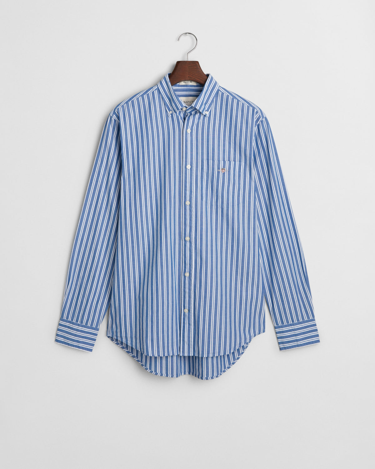 RICH BLUE, REG CLASSIC POPLIN STRIPE SHIRT, FLAT-LAY BY GANT AU.