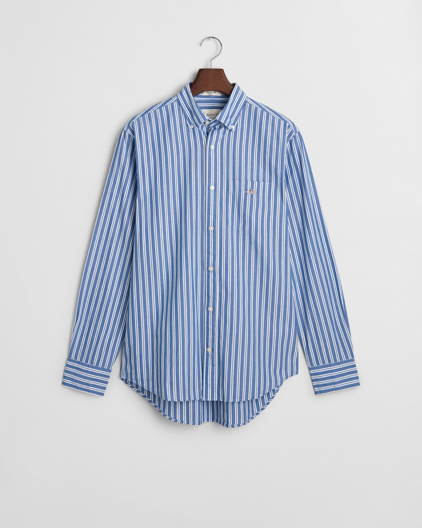 RICH BLUE, REG CLASSIC POPLIN STRIPE SHIRT, FLAT-LAY BY GANT AU.