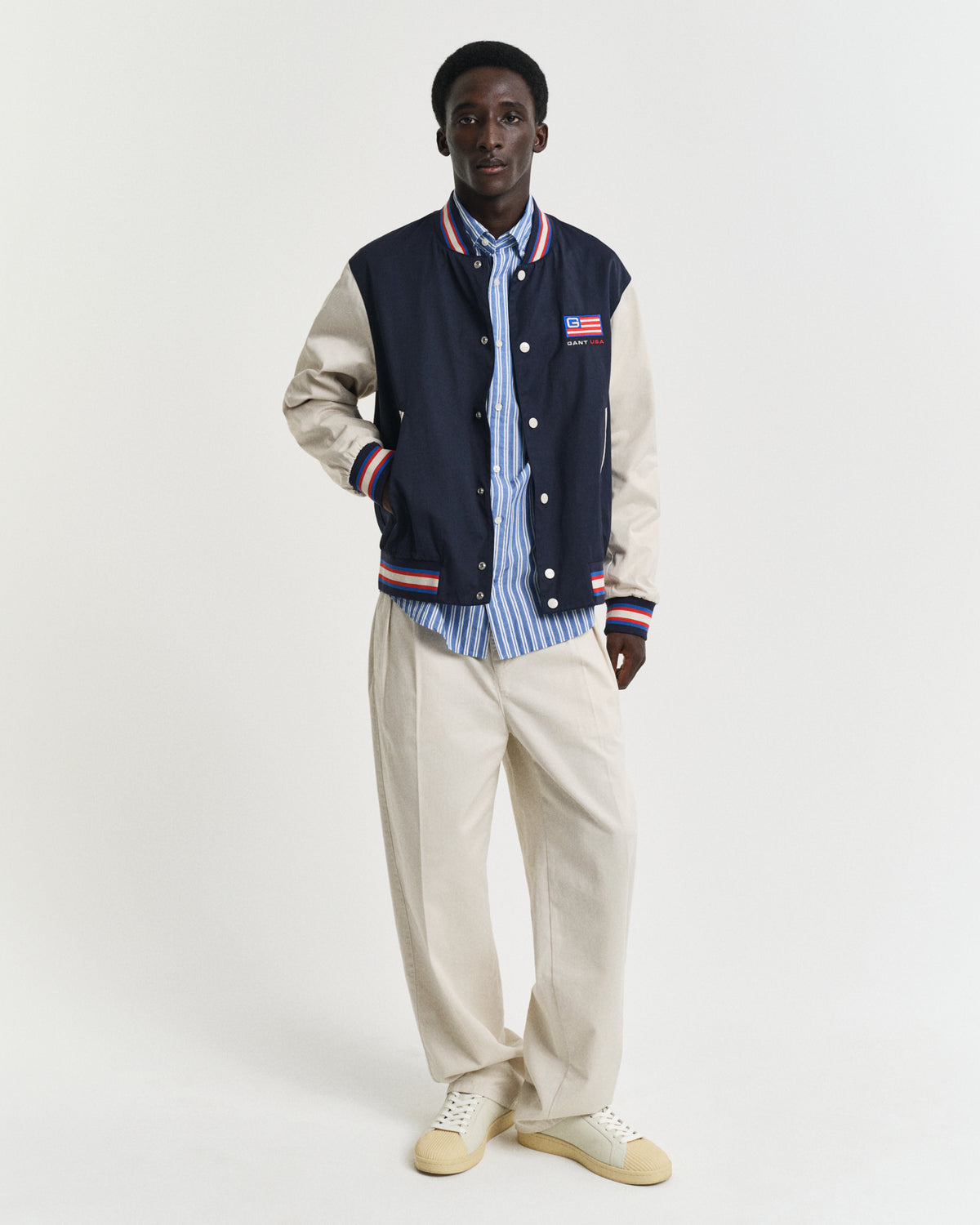 RICH BLUE, REG CLASSIC POPLIN STRIPE SHIRT BY GANT AU.