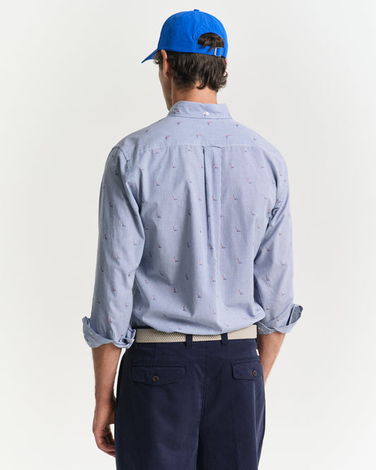 COLLEGE BLUE, REG SAILING FIL COUPE SHIRT, BACK-VIEW BY GANT AU.