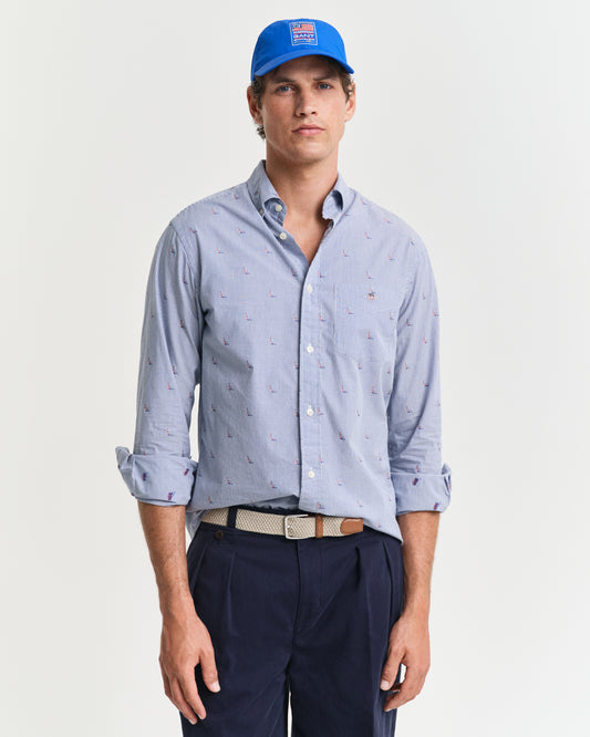 COLLEGE BLUE, REG SAILING FIL COUPE SHIRT, FRONT-VIEW BY GANT AU.