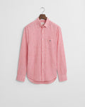 BRICK RED, REG COTTON LINEN STRIPE SHIRT, FLAT-LAY BY GANT AU.