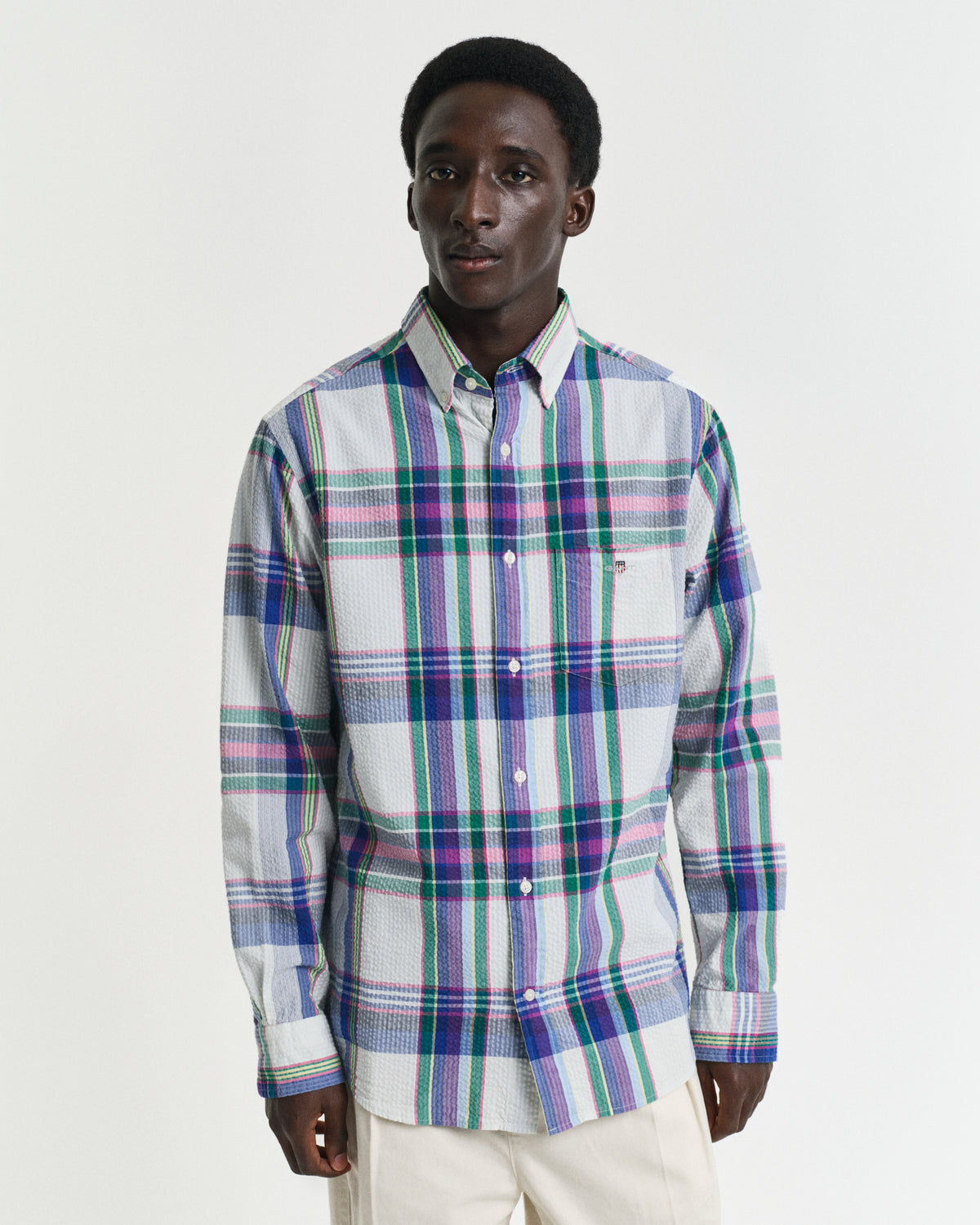 Regular Fit Seersucker Madras Shirt