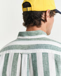WOODY GREEN, REG COTTON LINEN BOLD STRIPE SHIRT, CLOSE-UP BY GANT AU.