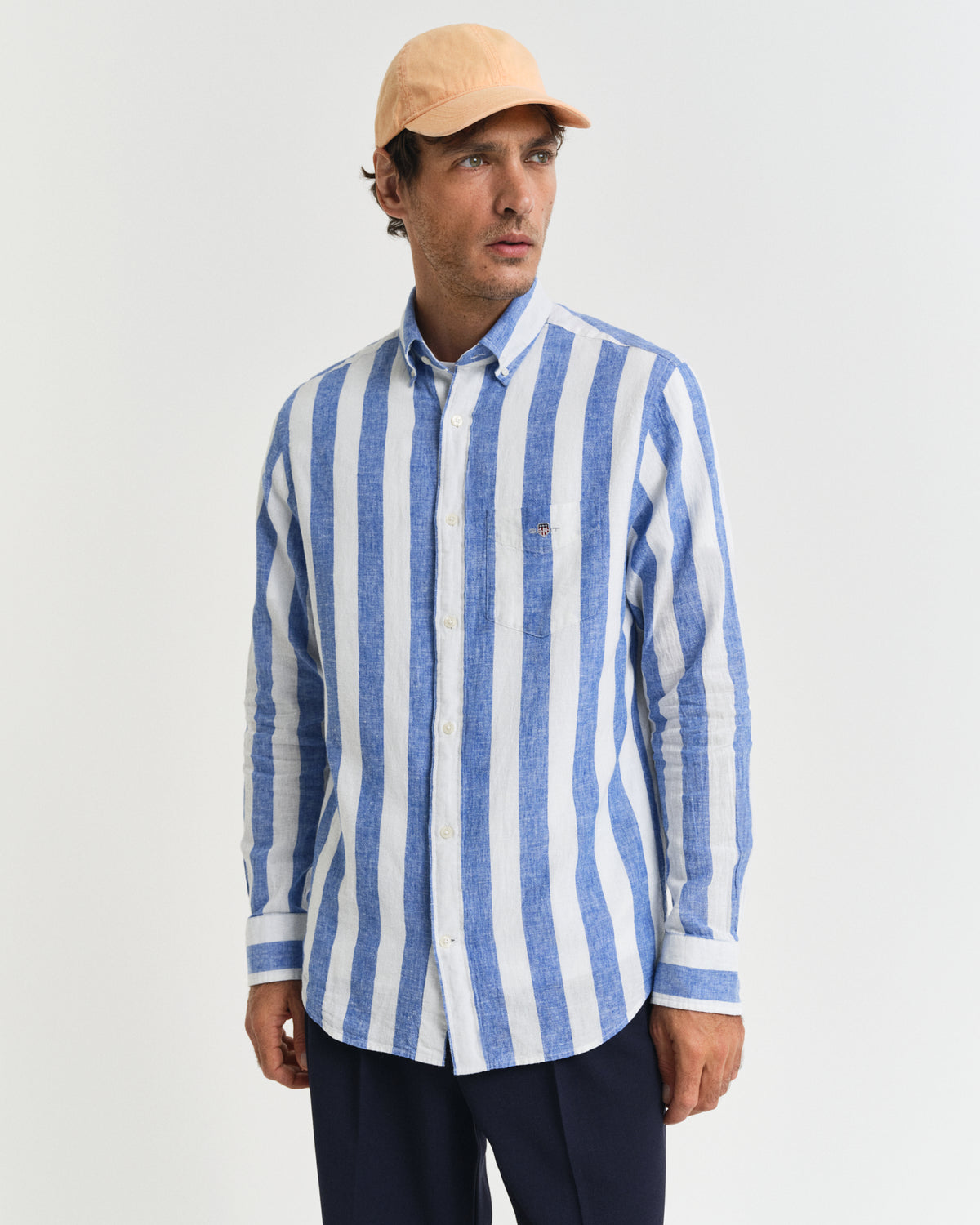 Regular Fit Bold Striped Cotton Linen Shirt