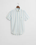 FRESH BLUE, REG COTTON LINEN STRIPE SS SHIRT, FLAT-LAY BY GANT AU.