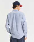RICH BLUE, REG SEERSUCKER STRIPE SHIRT, BACK-VIEW BY GANT AU.