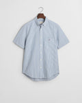 RICH BLUE, REG SEERSUCKER STRIPE SS SHIRT, FLAT-LAY BY GANT AU.
