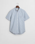 RICH BLUE, REG SEERSUCKER STRIPE SS SHIRT, FLAT-LAY BY GANT AU.