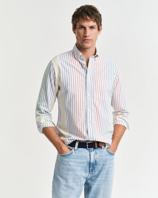 MULTICOLOR, REG ARCHIVE OXF MULTI STRIPE SHIRT, FRONT-VIEW BY GANT AU.