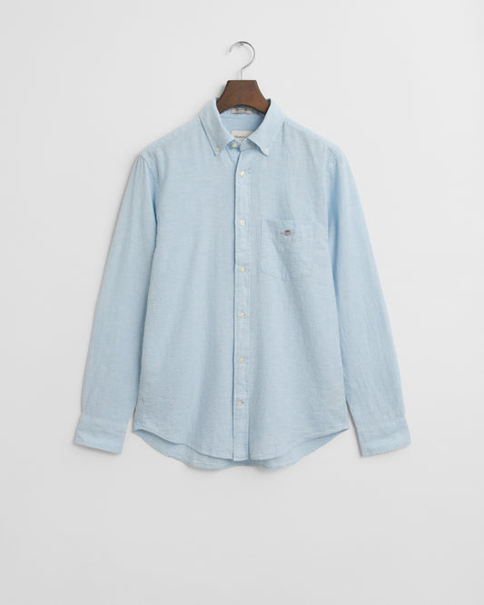 FRESH BLUE, REG COTTON LINEN SHIRT BY GANT AU.