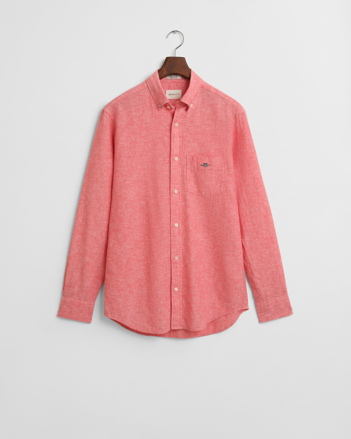 BRICK RED, REG COTTON LINEN SHIRT, FLAT-LAY BY GANT AU.